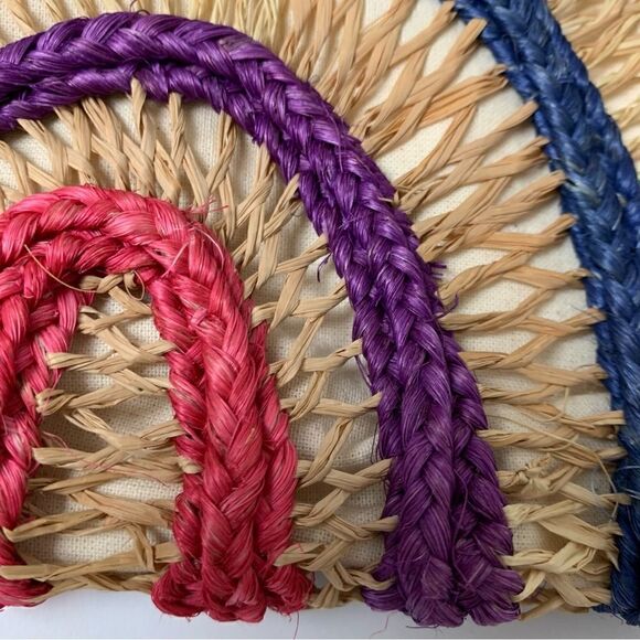 Nannacay‎ handwoven straw clutch with pom pom tassel and zip top closure. - Picture 5 of 9